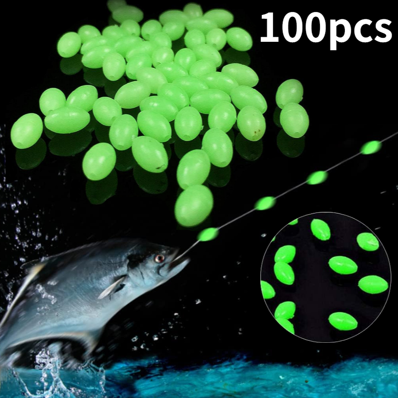 Fishing Lure Topwater - 100개/세트 타원형 야광 낚시 구슬 발광
