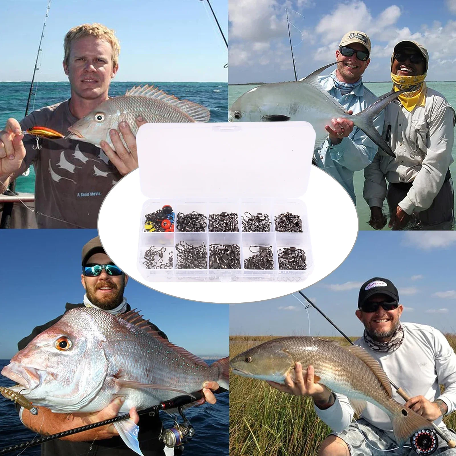 115개 낚시 스위블 커넥터 키트(박스 포함) - 볼  - Fishing Lure Box 리뷰 및 가격